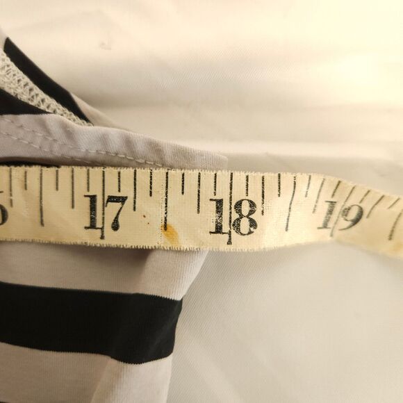 Chico's Sz 1 Womens 8 Black White Striped Sleeveless Nylon Stretch Tank Top - Picture 4 of 5